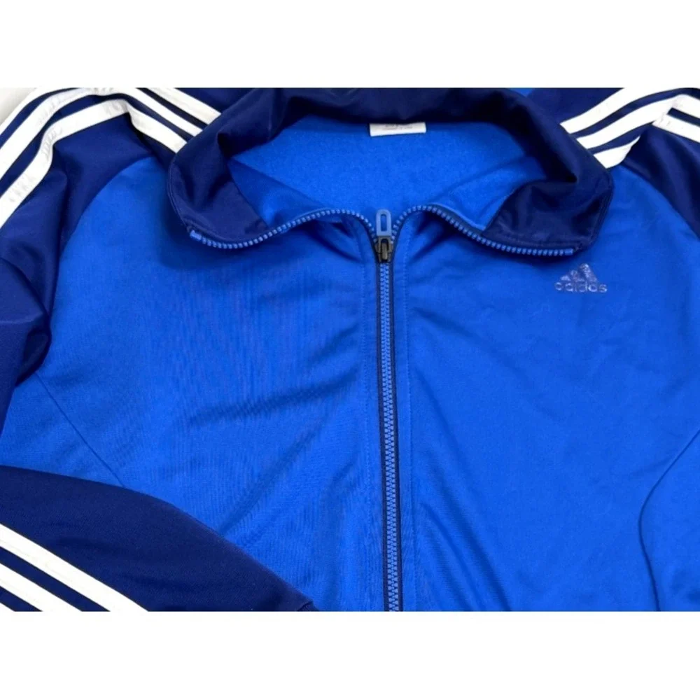 Adidas Track Jacket Men's XL Two Tone Blue Full‎ Zip 3-Stripes Athletic XLARGE
